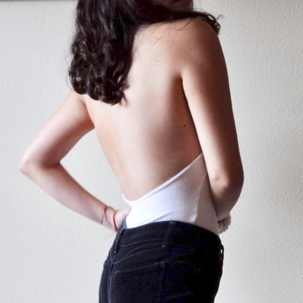 Zara White ribbed bodysuit